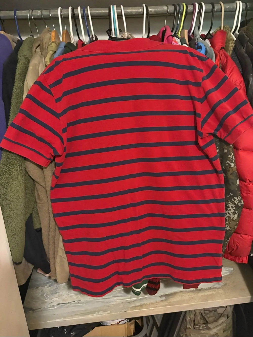 Ralph Lauren Red and Navy Horizontal Stripe Polo